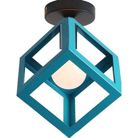 Lampe De Plafond En Forme De Cube Luminaire Plafonnier Moderne Plafonnier Vintage Rétro Bleu (1/5)