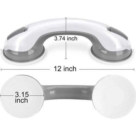 Poignée Ventouse ,pour Salle de Bain Barres d'appui de Douche Forte Prise pour handicapés, Seniors, blessés, sécurité poignée de Douche Support jusqu'à 109 kg sans perçage et Amovible - Gris (1/3)