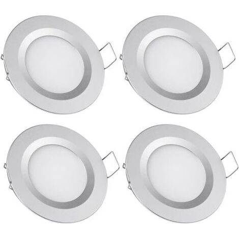 Pack de 4 spots LED encastrables 12V –Trou 58-65mm –3W 6400K blanc froid –Plafonnier pour camping-car, bateau, caravane, van, yacht (1/5)