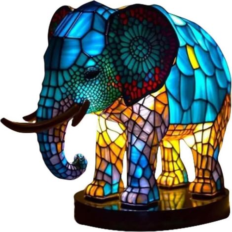 Lampe de table éléphant en résine, veilleuse décorative 3D pour chambre, salon et bureau (1/5)