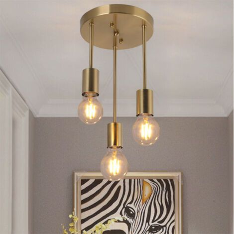 Lustre industriel à 3 lampes, suspension métal noir rétro E27 pour salon cuisine (ampoules exclues) (1/4)