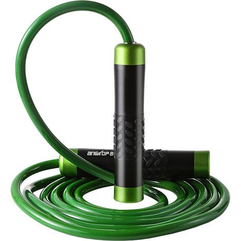 1 Corde à sauter lestée, poignée aluminium, roulements à billes, corde ajustable 9mm, pour fitness boxe MMA (1/5)