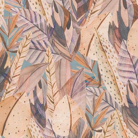 Natur Tapete Profhome 782202 heißgeprägte Vliestapete glatt mit floralen Ornamenten matt rosa beige-rot tauben-blau braun 5,33 m2