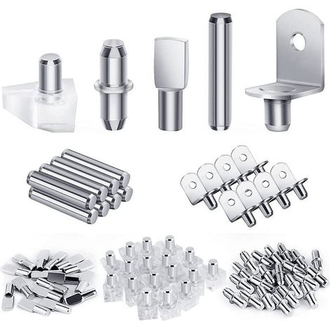 Lot de 120 supports étagère, 5 chevilles, métal, diamètre 5mm et 6mm, pour cuisine, bibliothèque, meuble (1/5)