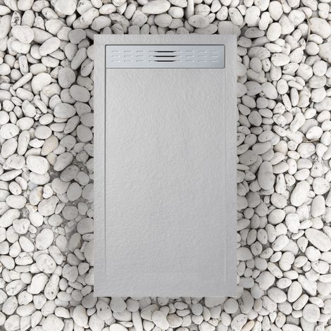 Piatto Doccia 90X120 cm Con Griglia Laterale Vulcano Line Slim Grigio Perla Ral 7035 In Resina Sintetica e Polvere Di Marmo Con Piletta In Omaggio - FRASCIO