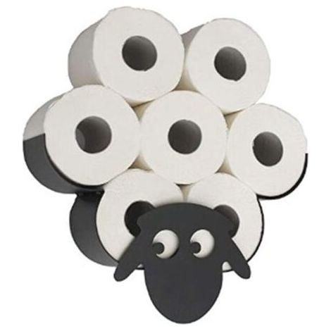 Porte-papier toilette mignon en forme de mouton, boîte de rangement pour mouchoirs, porte-rouleaux mural pour 7 rouleaux, convient aux murs de la cuisine et de la salle de bain. (1/4)