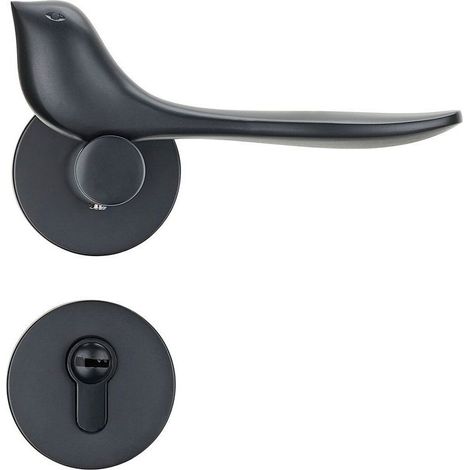 Serrure de porte intérieure serrure de porte de chambre serrure de porte de porte simple et silencieuse(Black,With key) (1/3)