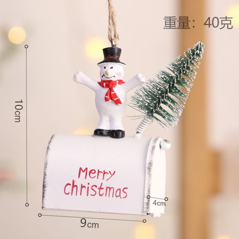 Pendentif Boîte aux Lettres Père Noël - Décoration Fête de Fin d'Année - Ornement Arbre de Noël - Coloris Bonhomme de Neige (1/5)