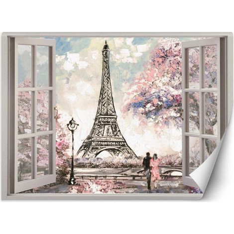 Carta Da Parati, Vista finestra Torre Eiffel Parigi Francia - 210x150 (1/5)