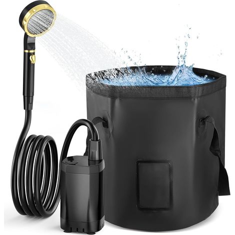 Douche de Camping Douche Portable 20L Douche Portable chauffante Douche Exterieur Pompe de Douche Électrique Rechargeable Kit Douche de Camping pour Extérieure Camping Randonnée (1/5)
