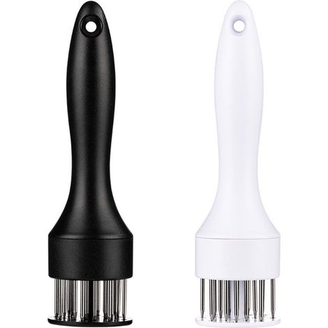 Ablandador de carne de 2 piezas con múltiples agujas, Agujas de alta densidad de 2,5 cm, Mango antideslizante, Disponible en negro y blanco (1/5)