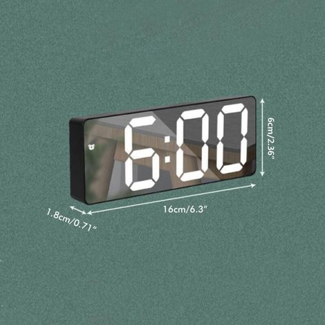 [Digitale LED-Spiegeluhr] + [Spiegelwecker] + [6,5"] + [Sprachsteuerung und Temperaturanzeige]
