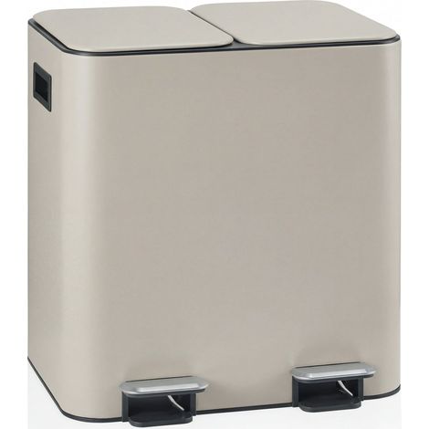 Abfallsammler / Mülltrennsystem Clean 10 - 30L (2x15L) Stahl beige hjh OFFICE (1/5)