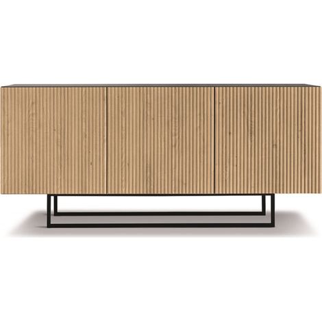 Madia 3 ante in legno 180 cm Antracite e Rovere piedini sagomati - RONDA (1/3)