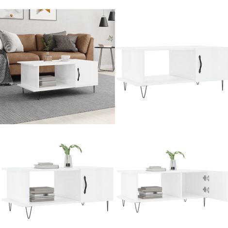 Couchtisch Hochglanz-Weiß 90x50x40 cm Holzwerkstoff - Couchtisch - Wohnzimmereinrichtung - Holzwerkstoff Möbel - Weißer Couchtisch - Sideboard - Home & Living (1/5)