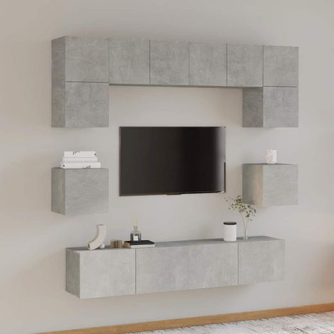 vidaXL Set de muebles de TV 8 pzas madera contrachapada gris hormigón (1/5)