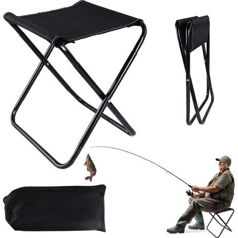 Taburete plegable portátil para camping: Mini taburete plegable para exteriores con bolsa - Silla plegable para pesca, barbacoa y viajes. (1/5)