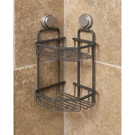 Mensola doccia angolare 2 ripiani in alluminio grigio metallico 160201 (1/2)