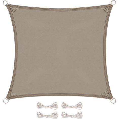 Voile d'ombrage carré pour terrasse, jardin, toile imperméable et résistant UV - 4 x 4 m - Taupe  - Linxor