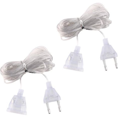Juego de 2 cables de extensión eléctrica, 5 metros, Transparentes, Para faroles LED y uso en exteriores, Cable eléctrico de cobre (materiales ) (1/5)