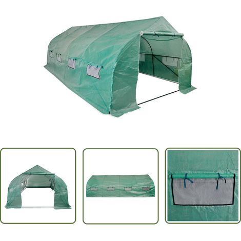 The Living Store Serre portable Cadre en acier 18 m² - Serre Jardin - Serre Portable - Serre Plastique - Abri Jardin - Protection Plantes (1/5)