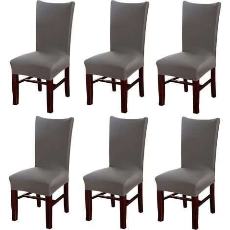 Stretch-Stuhlhussen, 6er-Set, abnehmbar, waschbar und atmungsaktiv für Küche, Esszimmer, Hochzeiten und Bankette (1/5)