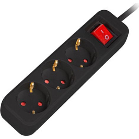 Barre d'alimentation lanberg 3 prises schuko avec protection noire 1,5m. (1/4)