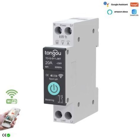 Interruttore intelligente Wi-Fi 20 A per Alexa, Google Assistant, telecomando APP, interruttore automatico Wi-Fi con misurazione, comando vocale e timer (1/5)