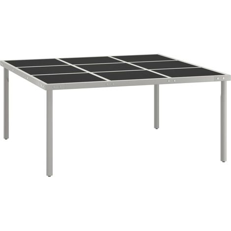 Garten-Esstisch 170x170x74,5 cm Glas und Stahl