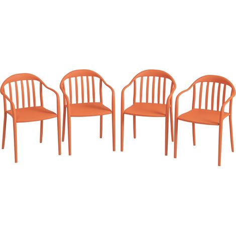 Set aus 4 stapelbaren Gartenstühlen aus wetterbeständigem Kunststoff, mit Armlehnen und Rückenlehne, Tragfähigkeit bis zu 120 kg