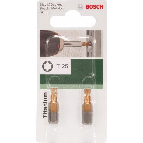 Bosch Titanium T 25 punte per avvitatori argento confezione da due