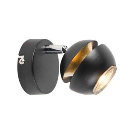 QAZQA Modern Spotlight 1-Light Black with Gold Interior - Buell (1/5)