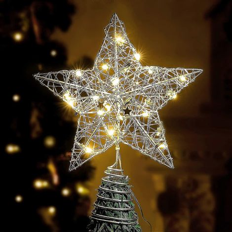 Étoile de Noël pour sapin. Décoration lumineuse à piles avec 20 LED. (1/5)