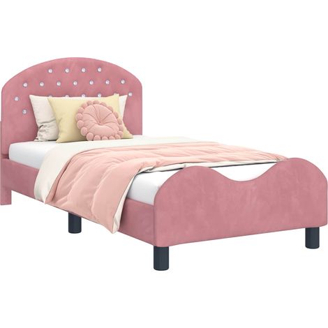 Children's Bed Frame with Headboard Pink 80 x 160 cm Velvet vidaXL