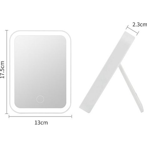 1 couleur : blanc  matériau : plastique  Miroir de maquillage LED en gros, petit miroir de bureau haute définition pour dortoirs féminins.