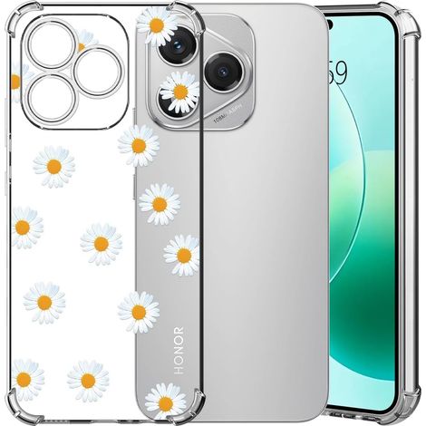 ChoosEU Transparent Coque pour Honor 400 Lite 5G Mince Souple TPU Silicone Etui Fine Soft Étui avec Fleur Florale Motif pour Fille Femme Antichoc Protection Case Cover Clair Housse - Blanc Jaune (1/5)