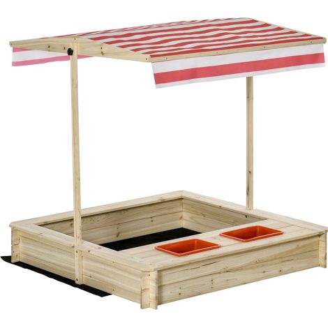 Sabbiera da Esterno per Bambini 118x118x118 cm in Legno Color Legno (1/5)