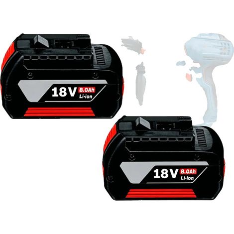 Batteria per elettroutensili, capacità 8000 mAh, tecnologia agli ioni di litio, 8,0 Ah, 2 pezzi (1/2)