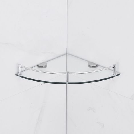 ÉTagèRes de Salle de Bain, éTagèRe D'Angle en Verre de Salle de Bain FixéE au Mur, éTagèRe en Verre Trempé pour Ranger le Gel (1/5)