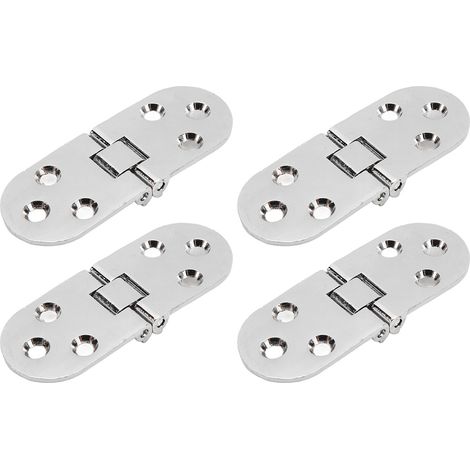 Lot de 4 charnières à rabat à 180° en métal, épaisseur 0,09 po, pour table pliante et machine à coudre, finition chrome brillant. (1/5)