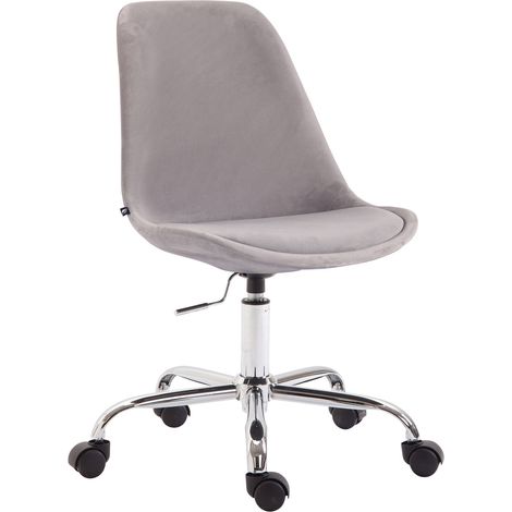 Sedia da ufficio con rotelle in tessuto di velluto grigio BUR10352