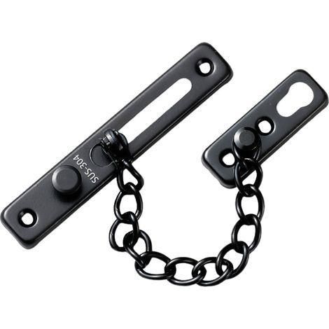 Chain door lock, chain door lock with safety spring, anti-theft pressure latch, matte black (1 piece) (1/5)