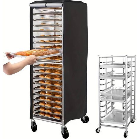 Housse pour étagère à pain - Protection pour placard de cuisine - Noir 59 x 72 x 163 cm (1/5)