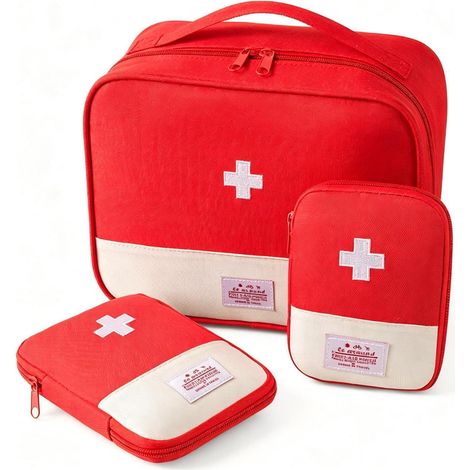 Leere Erste Hilfe Tasche 3 Stück, Mini Reiseapotheke, Tragbar, Rot