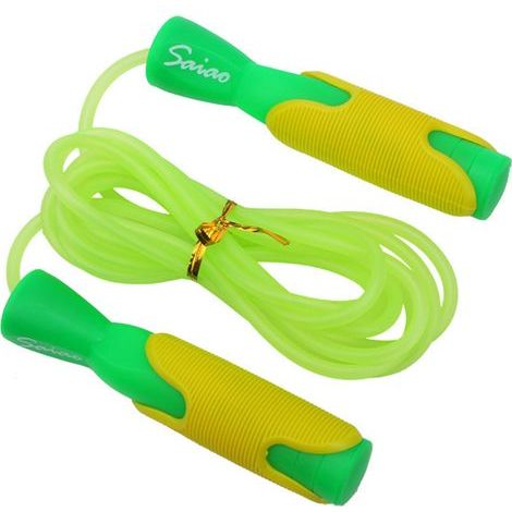 Corde à sauter ajustable pour enfants avec poignées en plastique rouge - Équipement d'entraînement (1/4)