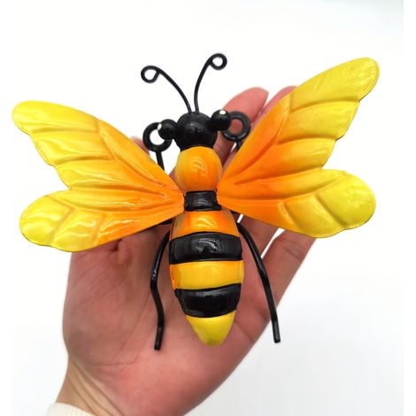 Lot de 2 décorations murales de jardin en métal représentant de jolies abeilles, 12,5 cm, pour pelouse extérieure (1/5)