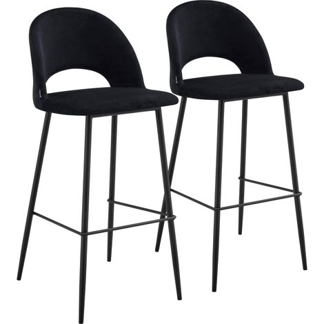 Lot de 2 chaises hautes en métal et velours noir (1/5)