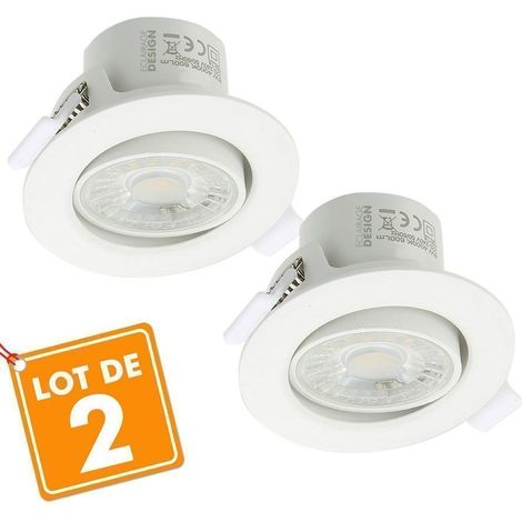 Lot de 2 Spots Encastrables LED Valence 8W Orientable Equ. 75W Température de Couleur: Blanc neutre 4000K (1/5)