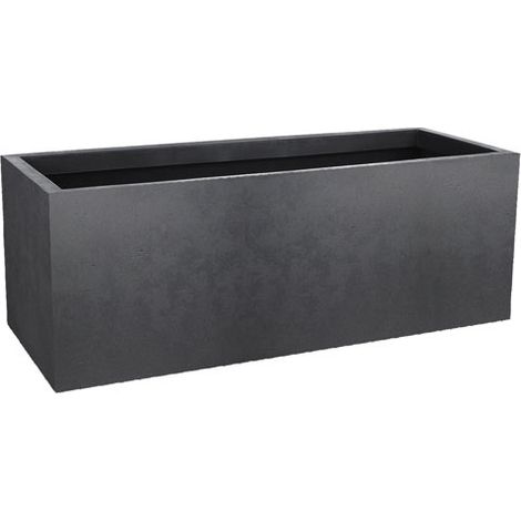 EDA – Jardinière rectangulaire Basalt Up 80 x 30 x 30 cm – 57 L – Gris anthracite – Polypropylène résistant au gel et aux UV – Système de réserve d'eau