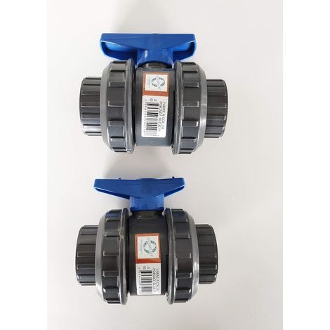Lot de 2 Vannes modèle 2020 Interplast 40mm à coller double union démontable 4cm / 40 mm PN16 PVC PRESSION
